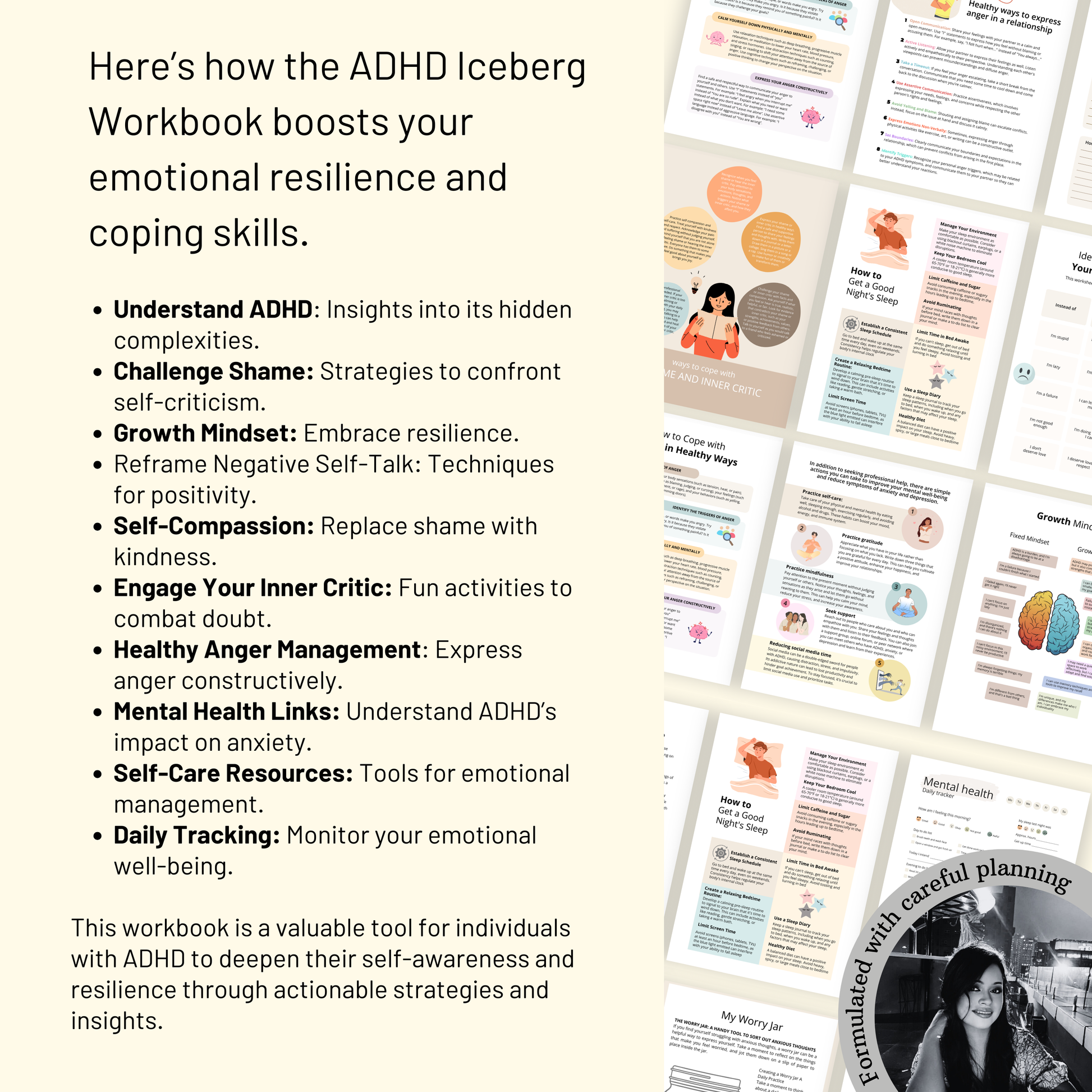 workbooks ADHD Iceberg Workbook, Emotional Regulation Workbook, Executive Dysfunction Worksheets, Coping Mechanisms Printable PDF, ADHD Workbook Default Title